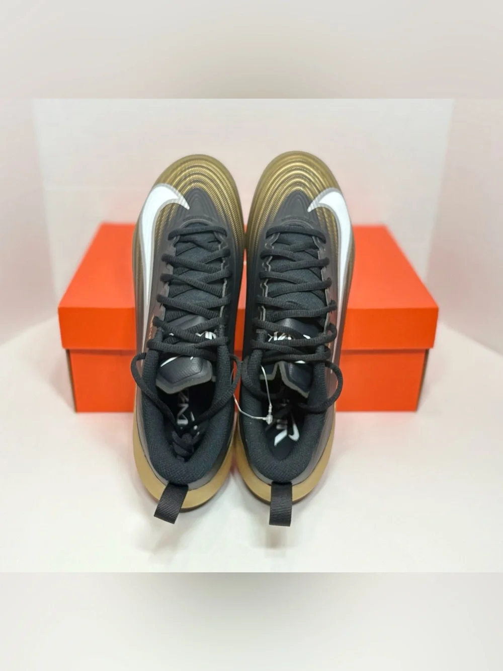 Nike Vapor Speed 3 Low Men’s Elite Football Cleats FB3303-003 Black Gold & White